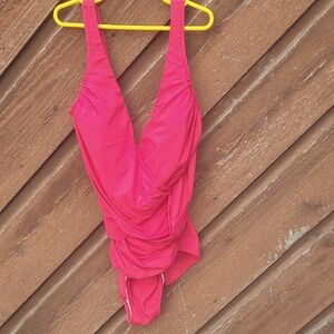 Gottex Vibrant Pink Women's V Neck Surplice One Piece Swimsuit